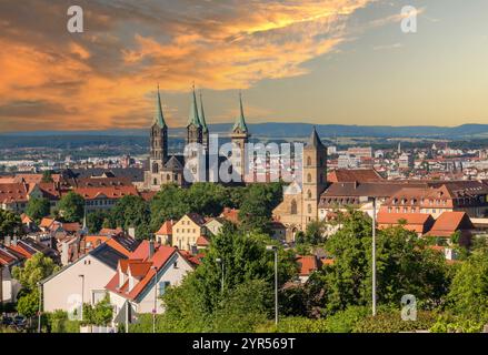 Vista dello skyline dalla città di Bamberga in Baviera, Germania Foto Stock