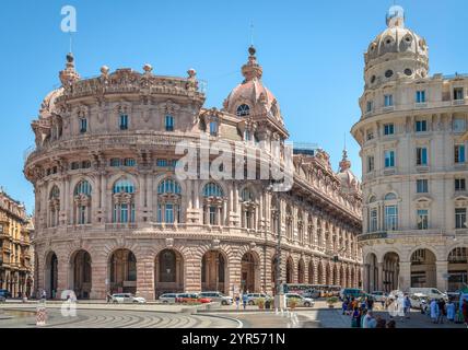 Palazzo della nuova Borsa (una volta la borsa del paese) in Piazza Raffaele de Ferrari. A Genova, Italia Foto Stock