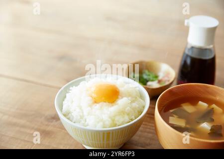 Tamago kake gohan Foto Stock