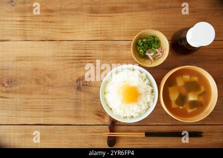 Tamago kake gohan Foto Stock