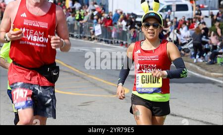 La maratona di Boston si tiene a Boston, Massachusetts Foto Stock