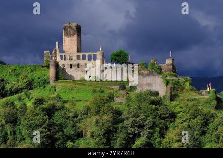 Beilstein: Castello di Burg Metternich sopra Beilstein, fiume Mosella, Renania-Palatinato, Germania Foto Stock