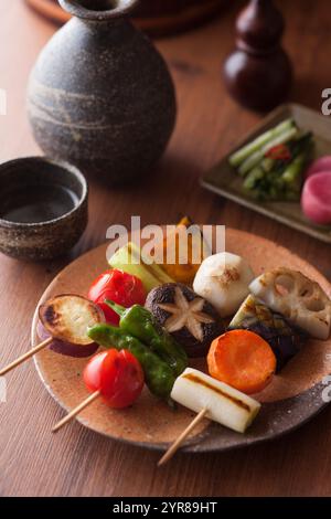 Gli spiedini di verdure Foto Stock