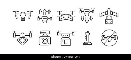 Set di icone di drone Illustrazione Vettoriale