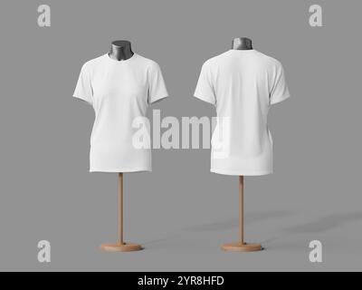 T-shirt bianca da donna con manichino 3D Render Mockup Foto Stock