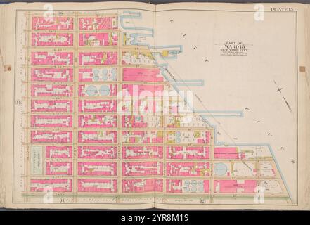 Mappa delimitata da E. 25th St., East River, E. 14th St., 2nd Ave., Plate 15 1891 di Bromley, George Washington Foto Stock