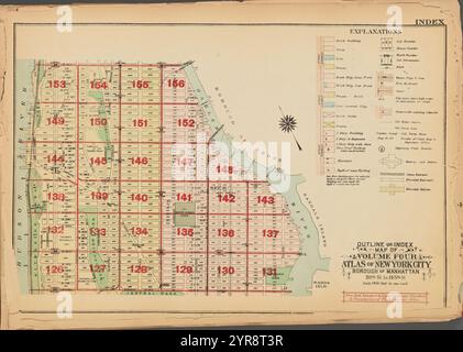 Schema e indice Mappa del volume quattro, Atlas of New York City, Borough of Manhattan. Dalla 110th St. Alla 145th St. 1927 Foto Stock