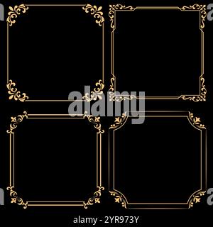 Set vintage di cornici decorative. Design grafico in stile vintage. Illustrazione Vettoriale