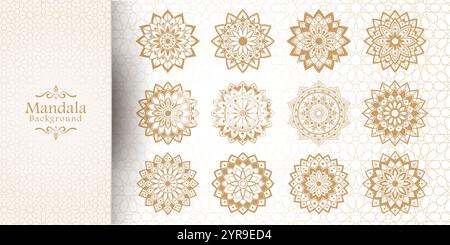 Lussuoso sfondo Mandala dorato in stile arabo Illustrazione Vettoriale