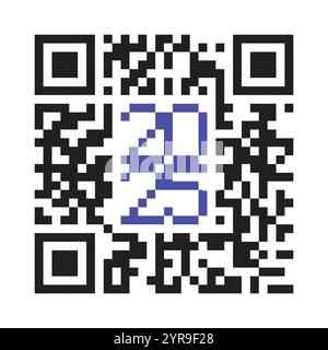2025 icona del codice QR. Felice anno nuovo illustrazione in pixelato per biglietto d'auguri Illustrazione Vettoriale