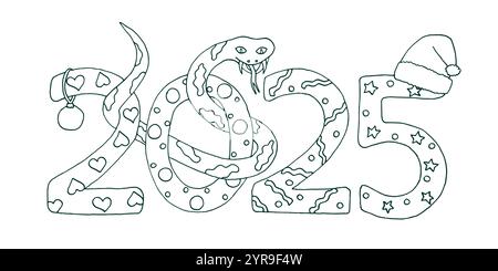 Felice anno nuovo cinese 2025. Banner anno di serpente festivo con numero. Illustrazione Vettoriale