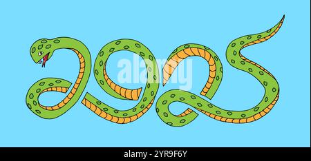 Felice anno nuovo cinese 2025. Anno di serpente colorato banner natalizio cartoni animati Illustrazione Vettoriale