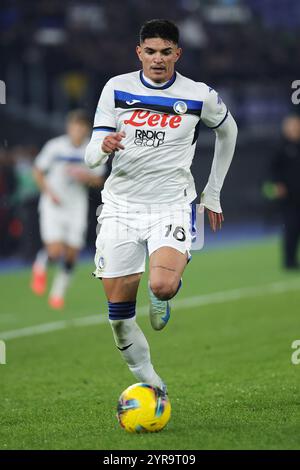 Roma, Italia. 2° dic, 2024. Raoul Bellanova dell'Atalanta in azione durante il campionato italiano di serie A partita di calcio tra AS Roma e Atalanta Foto Stock