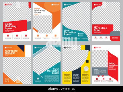 Design di volantini di marketing digitale, modello di poster aziendale, sfondo di volantini aziendali Illustrazione Vettoriale