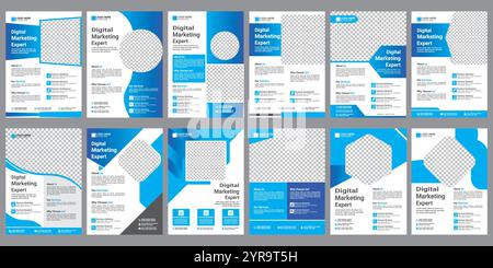 Design di volantini di marketing digitale, modello di poster aziendale, sfondo di volantini aziendali Illustrazione Vettoriale