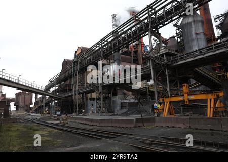 Gent, Belgio. 3 dicembre 2024. Immagine scattata durante una visita dei nuovi vicepresidenti della Commissione europea Ribera e Sejourne, ad ArcelorMittal Belgio in preparazione del &#380;Clean Industrial Deal&#380;, a Gent, martedì 03 dicembre 2024. BELGA FOTO KURT DESPLENTER credito: Belga News Agency/Alamy Live News Foto Stock