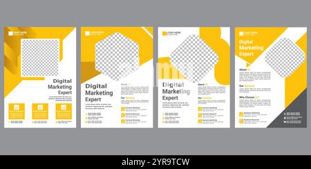 Design di volantini di marketing digitale, modello di poster aziendale, sfondo di volantini aziendali Illustrazione Vettoriale