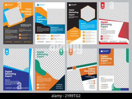 Design di volantini di marketing digitale, modello di poster aziendale, sfondo di volantini aziendali Illustrazione Vettoriale