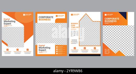 Design di volantini di marketing digitale, modello di poster aziendale, sfondo di volantini aziendali Illustrazione Vettoriale