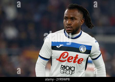 Roma, Lazio, Italia. 2 dicembre 2024. Ademola Lookman di Atalanta è visto in azione durante la partita di calcio DI serie A COME Roma - Atalanta BC Stadio Olimpico il 2 dicembre 2024 a Roma, Italia (Credit Image: © Ciro De Luca/ZUMA Press Wire) SOLO USO EDITORIALE! Non per USO commerciale! Foto Stock