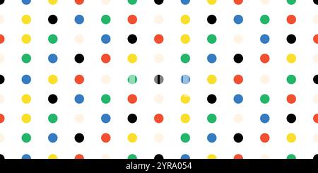 Motivo senza cuciture con cerchi colorati . Sfondo minimalista creativo per i bambini. Design alla moda con pois polka. Illustrazione Vettoriale