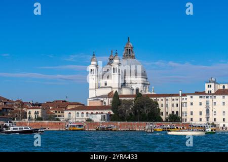 Facciata posteriore della Basilica di Santa Maria della salute dal Canale della Giudecca a Venezia. Foto Stock