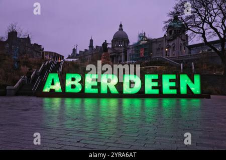 Insegna di Aberdeen a Union Terrace Gardens Aberdeen Scozia novembre 2024 Foto Stock