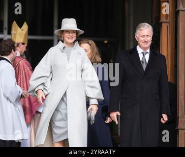 Belgio, nel quartiere di Bruxelles di Laeken, 20 febbraio 2024: Messa commemorativa dei defunti membri della famiglia reale belga presso la Chiesa della nostra L Foto Stock