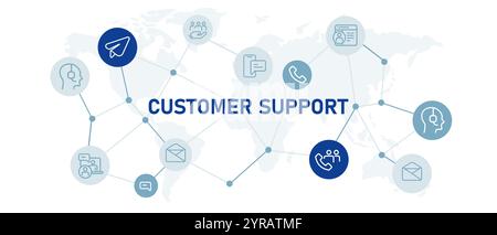 Set di icone assistenza clienti intestazione Web raccolta helpdesk centro assistenza call center assistenza clienti assistenza clienti call center assistenza clienti Illustrazione Vettoriale