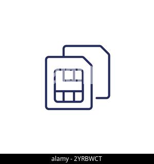 Icona della linea di due schede SIM Illustrazione Vettoriale