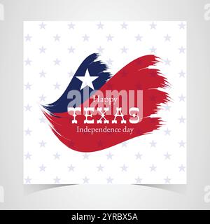 Banner del giorno dell'indipendenza del Texas. Happy Texas Independence Day 2 marzo modello di sfondo. Banner Freedom Holiday con bandiera del Texas su sfondo rosso e blu Illustrazione Vettoriale