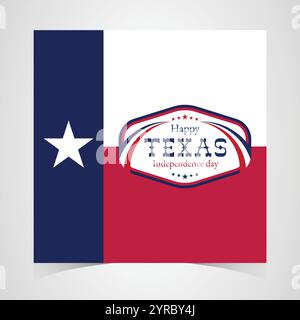 Banner del giorno dell'indipendenza del Texas. Happy Texas Independence Day 2 marzo modello di sfondo. Banner Freedom Holiday con bandiera del Texas su sfondo rosso e blu Illustrazione Vettoriale
