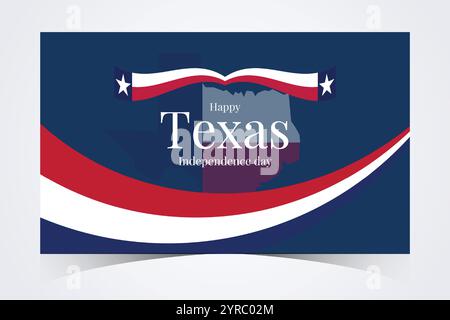 Banner del giorno dell'indipendenza del Texas. Happy Texas Independence Day 2 marzo modello di sfondo. Banner Freedom Holiday con bandiera del Texas su sfondo rosso e blu Illustrazione Vettoriale