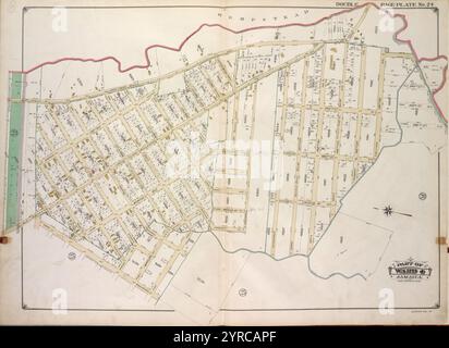 Queens, Vol. 1A, Double Page Plate No. 24; Part of Ward 4 Jamaica. [Mappa delimitata dalla linea Boundry della città di New York, 243rd St.] 1918 Foto Stock