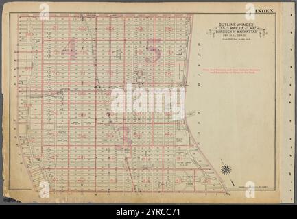 Schema e indice Mappa del Borough di Manhattan. Dalla 14th St. Alla 59th St. 1955 Foto Stock