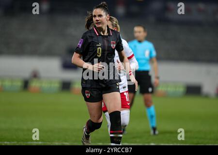 Vienna, Austria. 3 dicembre 2024. Vienna, Austria, 3 dicembre 2024: ISarah Zadrazil (9 Austria) durante le qualificazioni europee femminili giocano la partita Austria vs Polonia al Viola Park, Vienna Tom Seiss/SPP (Tom Seiss/SPP) crediti: SPP Sport Press Photo. /Alamy Live News Foto Stock