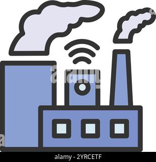 Immagine vettoriale dell'icona Smart Factory. Adatto per applicazioni mobili applicazioni Web e supporti di stampa. Illustrazione Vettoriale