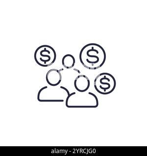 Icona della linea GDP su bianco Illustrazione Vettoriale