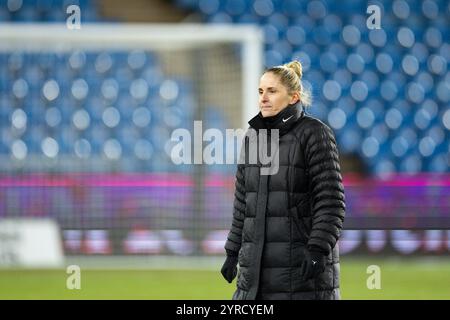 Oslo, Norvegia. 3 dicembre 2024. Oslo, Norvegia, 3 dicembre 2024: Il capo-allenatore Gemma Grainger (Norvegia) viene visto dopo i play-off delle qualificazioni europee UEFA femminile partita di calcio tra Norvegia e Irlanda del Nord allo stadio Ullevaal di Oslo, Norvegia (Ane Frosaker/SPP) crediti: SPP Sport Press Photo. /Alamy Live News Foto Stock