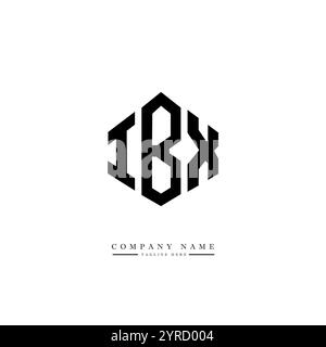 Logo IBX Letter a forma di poligono. Logo IBX a forma di cubo e poligono. Modello per logo vettoriale esagonale IBX, colori bianco e nero. IBX monogr Illustrazione Vettoriale