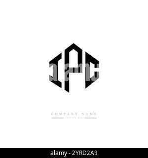 Logo IPC Letter con forma poligonale. Design del logo IPC a forma di poligono e cubo. Modello di logo vettoriale esagonale IPC, colori bianco e nero. Monogr. IPC Illustrazione Vettoriale