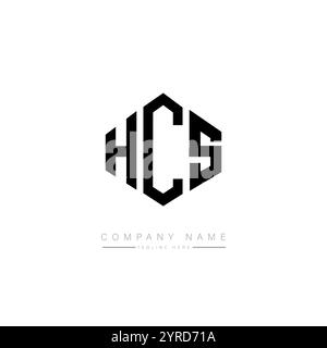 Logo HCS Letter a forma di poligono. Design con logo HCS a forma di cubo e poligono. Modello per logo HCS esagonale vettoriale bianco e nero. HCS monogr Illustrazione Vettoriale