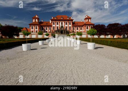 Trója, vodní kanál a Stromovka / Troia, canale d'acqua e Stromovka Foto Stock