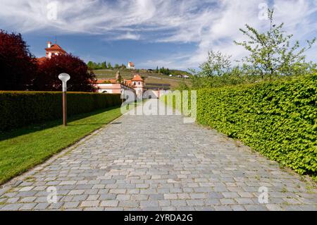 Trója, vodní kanál a Stromovka / Troia, canale d'acqua e Stromovka Foto Stock