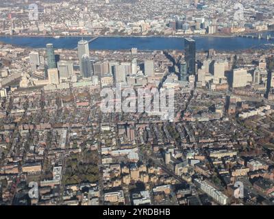 La città di Boston vista dal cielo Foto Stock