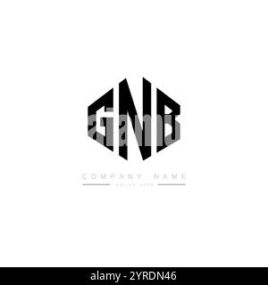 Logo GNB Letter con forma poligonale. Design del logo GNB a forma di cubo e poligono. Modello per logo vettoriale esagonale GNB, colori bianco e nero. GNB monogr Illustrazione Vettoriale