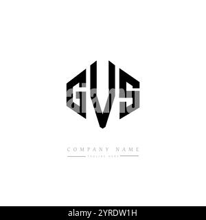 Logo GVS Letter a forma di poligono. Design del logo GVS a forma di poligono e cubo. Modello per logo vettoriale esagonale GVS, colori bianco e nero. GVS monogr Illustrazione Vettoriale