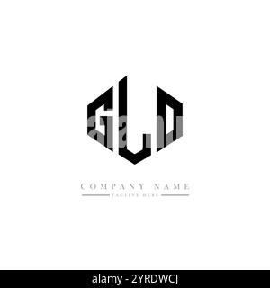 Logo GLO Letter con forma poligonale. Design con logo a forma di cubo e poligono GLO. Modello con logo vettoriale esagonale GLO, colori bianco e nero. GLO monogr Illustrazione Vettoriale