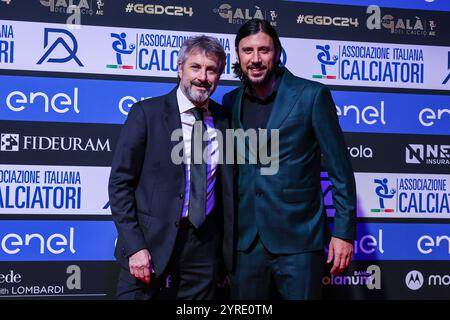 (R-L) Maurizio Ganz e Cristian Zaccardo visti sul Red Carpet durante il Gran Galà del calcio 2024 Oscar del calcio Awards AIC al Superstudio Maxi. Foto Stock