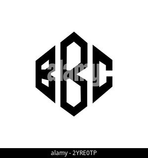 Logo BBC Letter con forma poligonale. Design del logo a forma di cubo e poligono BBC. Modello per logo vettoriale esagonale BBC, colori bianco e nero. BBC monogr Illustrazione Vettoriale